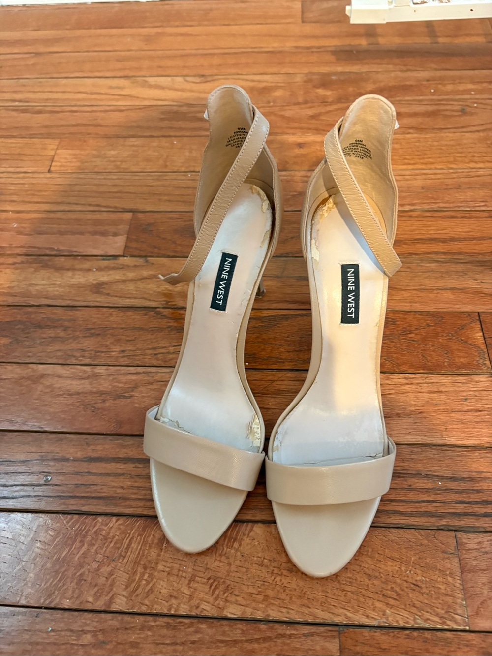 Nine West Nude Beige Ankle-Strap Heels
